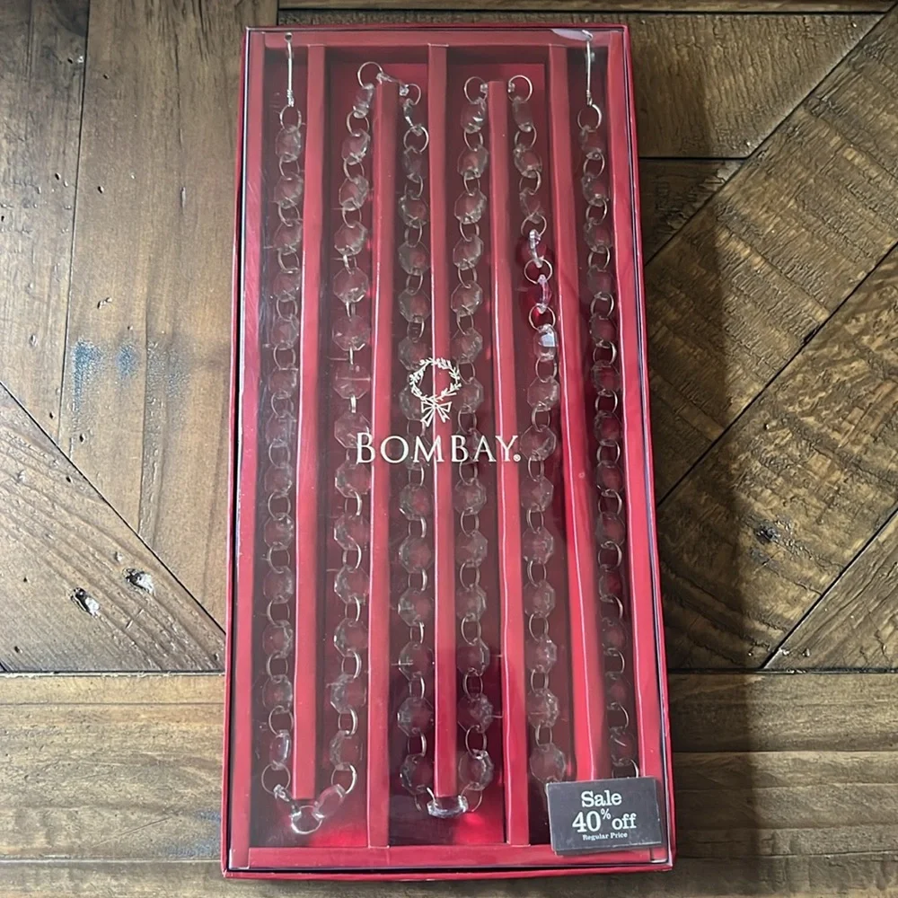 Bombay Chain/Glass Christmas Garland New In Package